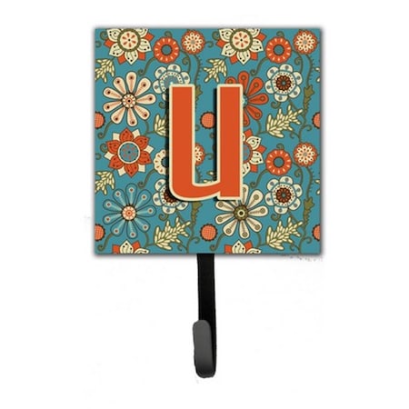 Jensendistributionservices Letter U Flowers Retro Blue Leash & Key Holder MI1658544